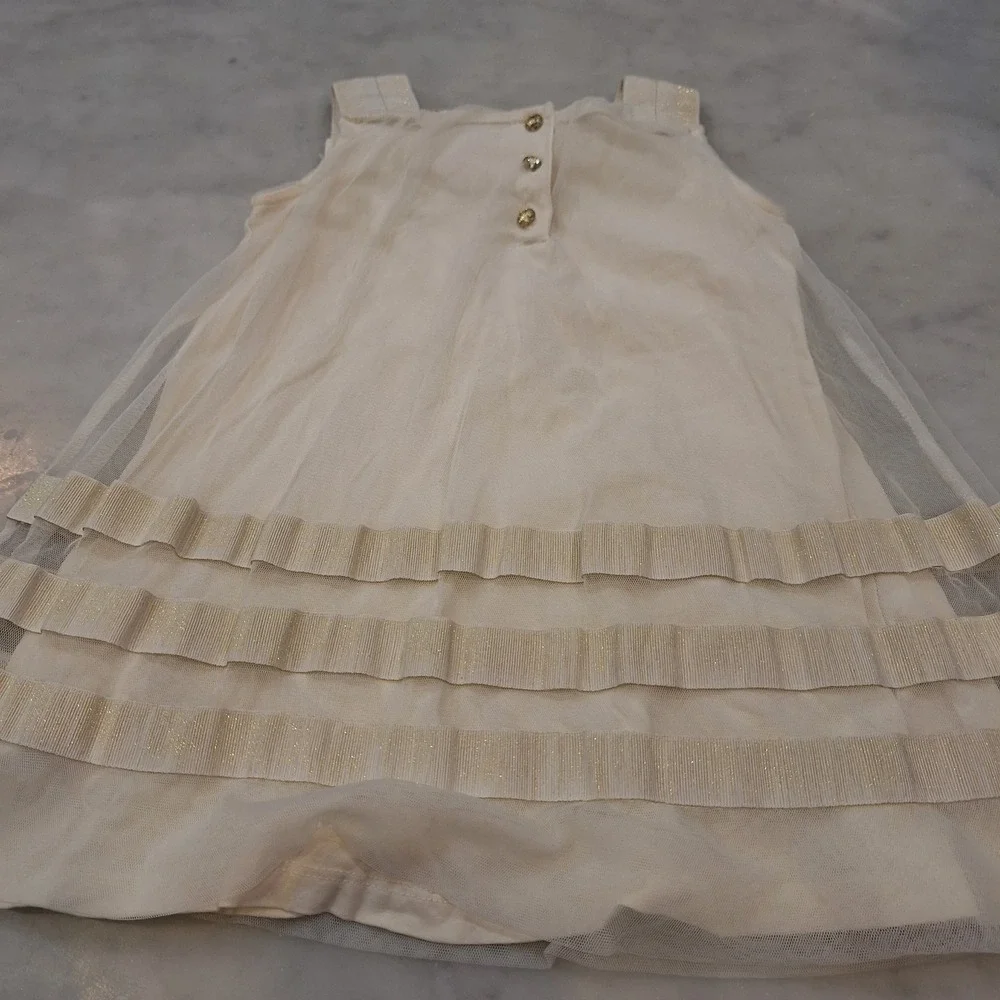 Catherine Malandrino Party Dress Toddler 24M Gold Tulle Floral Special Event